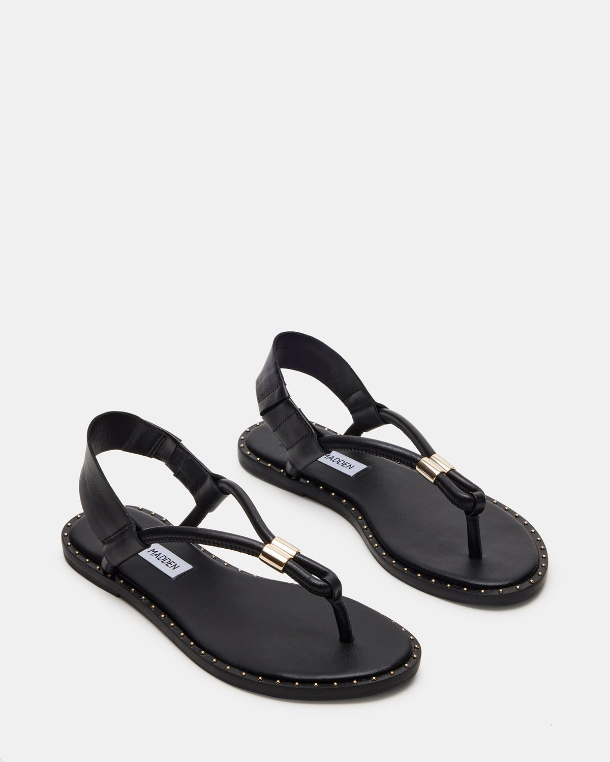 MEDUZA Black Leather Women's Studded Thong Sandal Steve Madden BLACK LEATHER