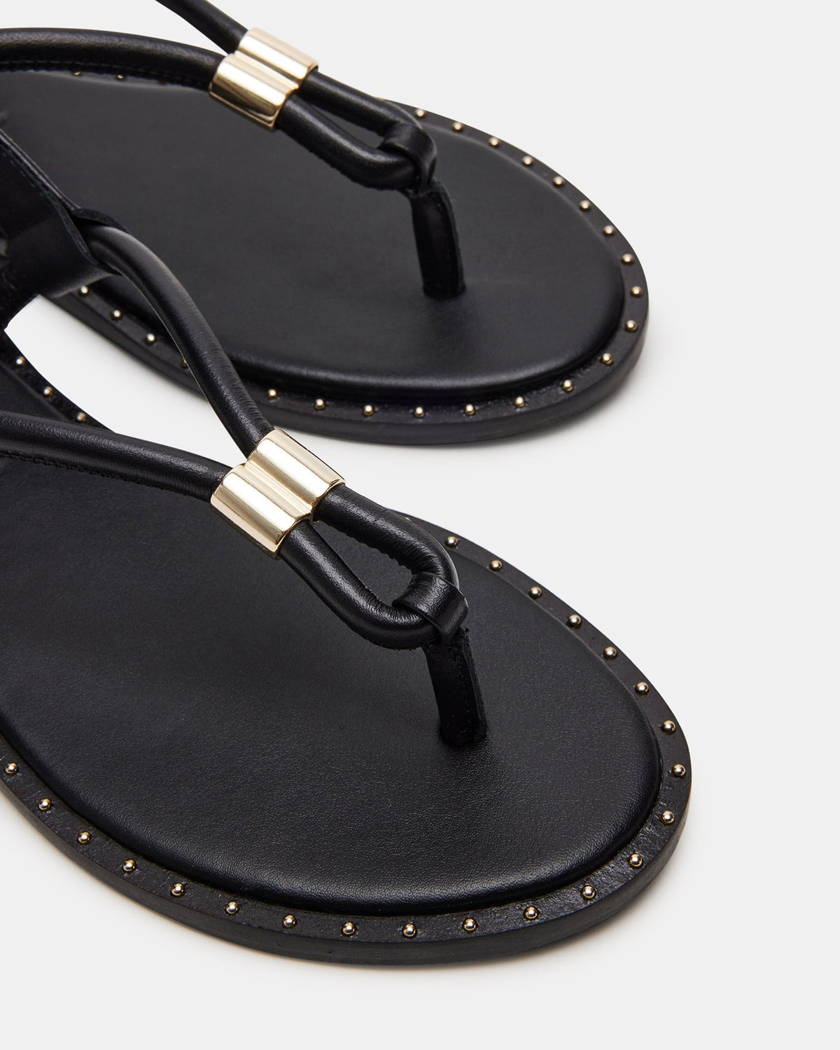MEDUZA Black Leather Women's Studded Thong Sandal Steve Madden BLACK LEATHER