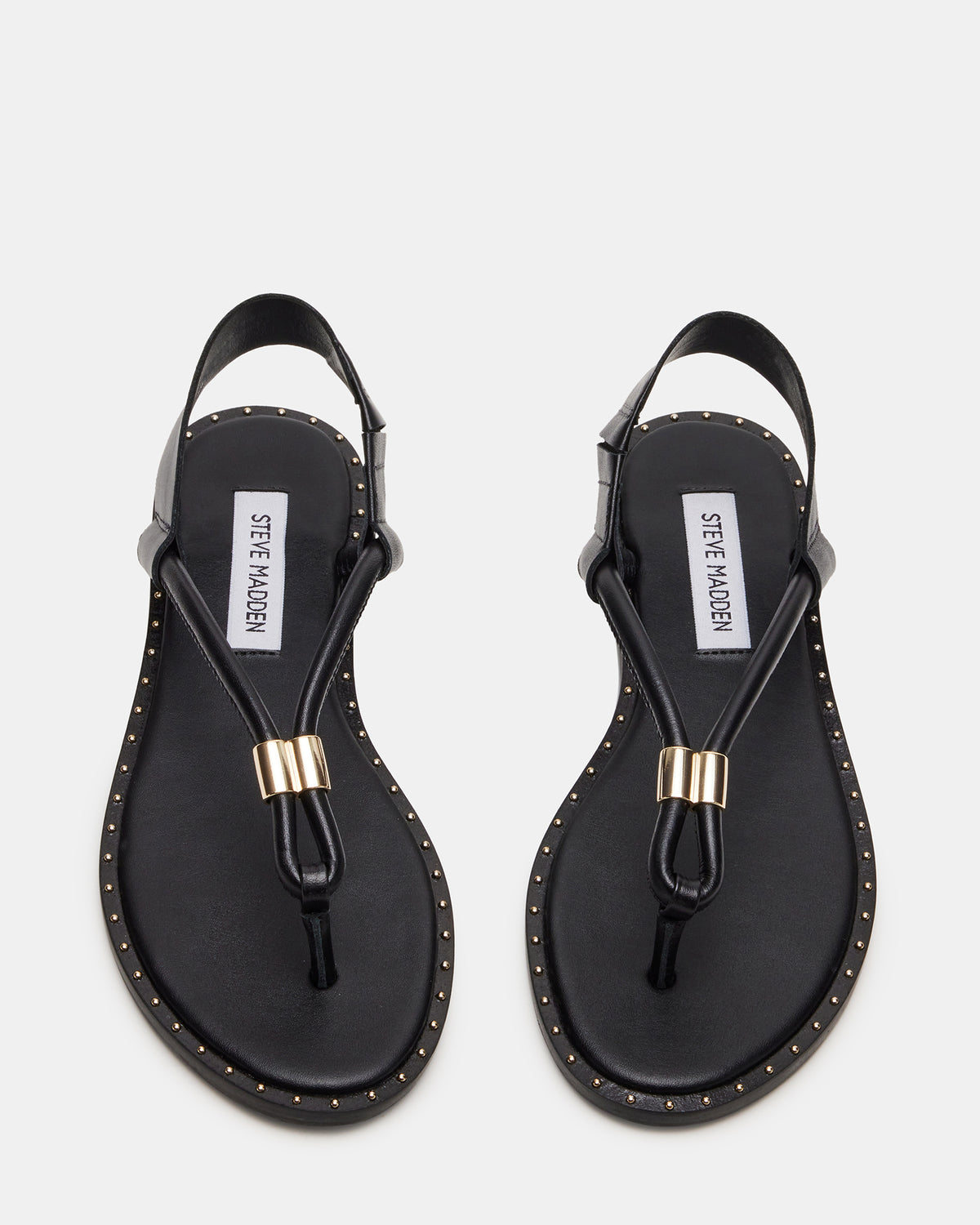 MEDUZA Black Leather Women's Studded Thong Sandal Steve Madden BLACK LEATHER