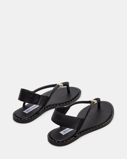 MEDUZA Black Leather Women's Studded Thong Sandal Steve Madden BLACK LEATHER