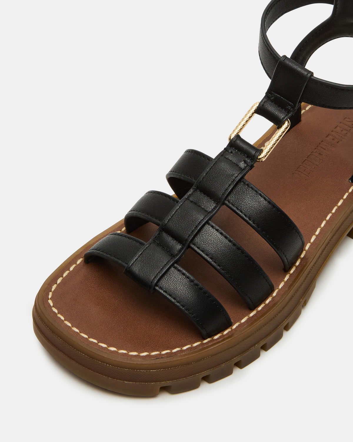 JARELLI Black Leather Strappy Platform Women's Sandal Steve Madden BLACK LEATHER