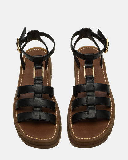JARELLI Black Leather Strappy Platform Women's Sandal Steve Madden BLACK LEATHER