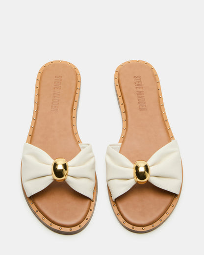 DIPSY White Leather Slide Rounded Toe Women's Sandal Steve Madden WHITE LEATHER