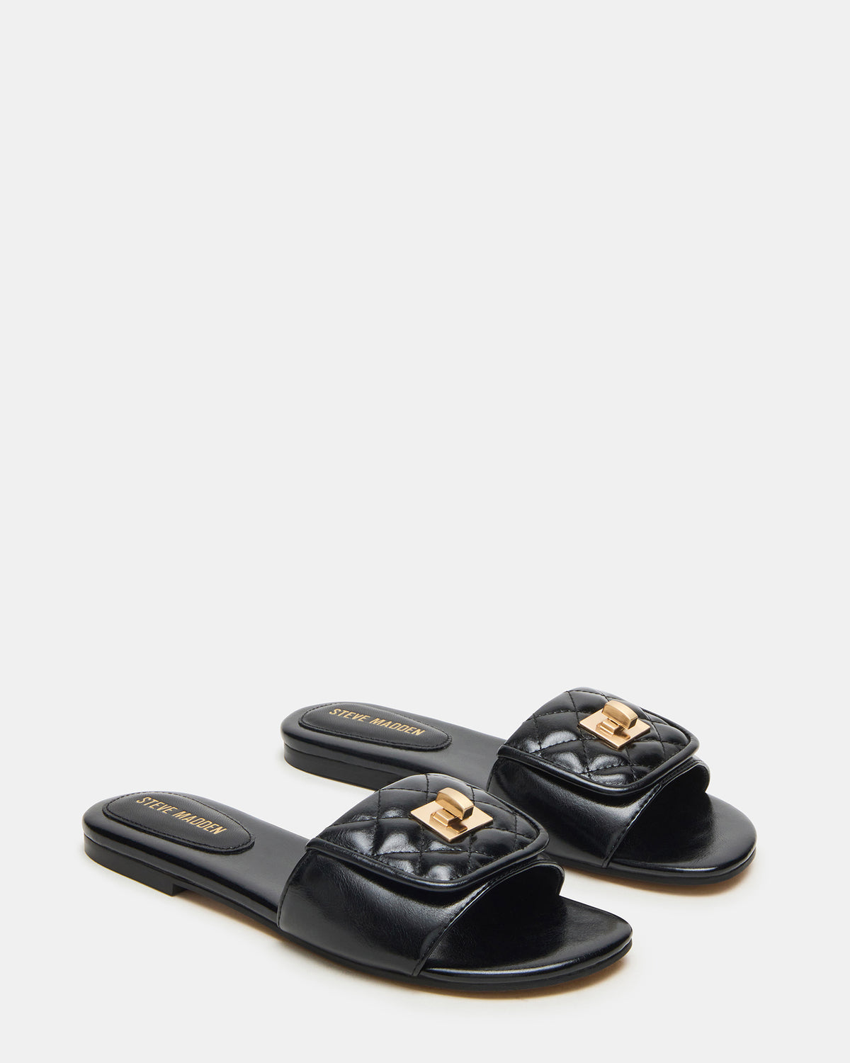 MORELAND Black Quilted Slide Women's Sandal Steve Madden BLACK