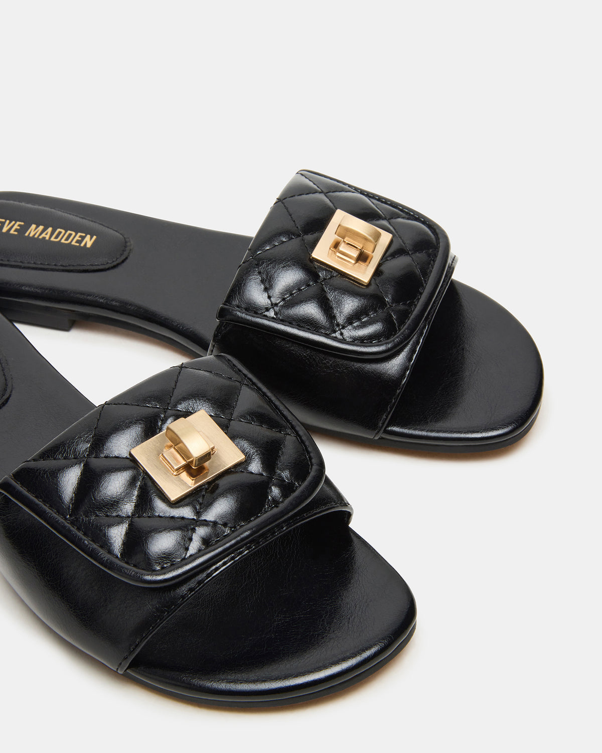 MORELAND Black Quilted Slide Women's Sandal Steve Madden BLACK