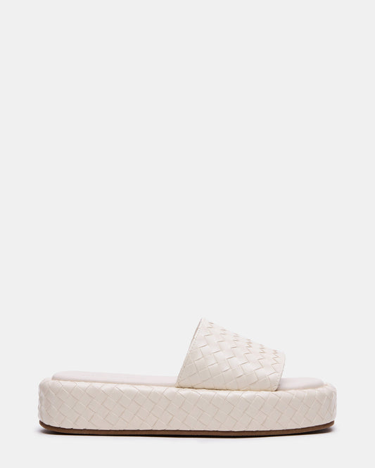 BEACHY Quilted Bone Platform Slide Women's Sandal Steve Madden BONE