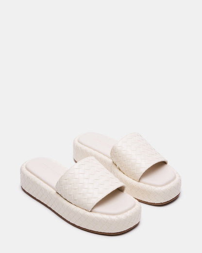 BEACHY Quilted Bone Platform Slide Women's Sandal Steve Madden BONE