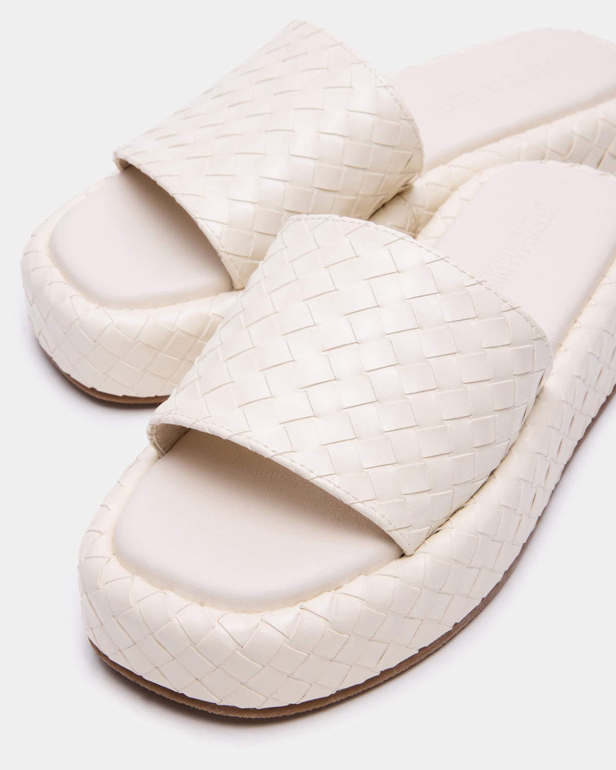 BEACHY Quilted Bone Platform Slide Women's Sandal Steve Madden BONE