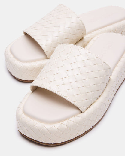 BEACHY Quilted Bone Platform Slide Women's Sandal Steve Madden BONE