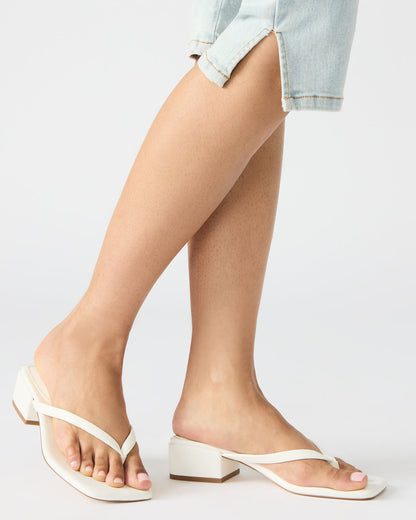 CARIBBEAN White Square-Toe Mule Thong Women's Sandal Steve Madden WHITE