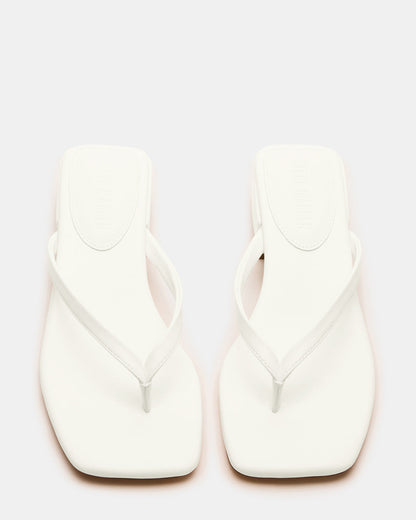 CARIBBEAN White Square-Toe Mule Thong Women's Sandal Steve Madden WHITE