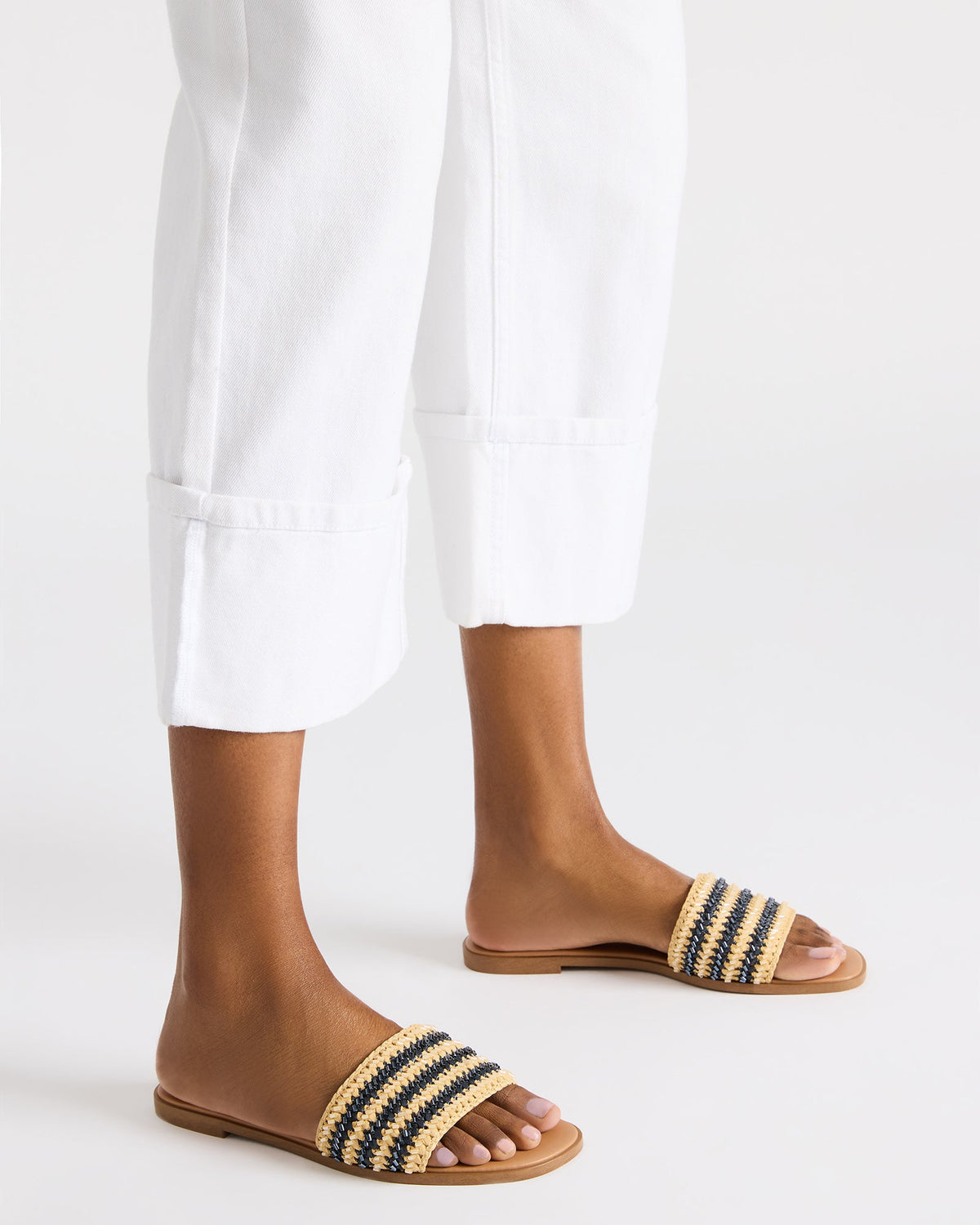 KOOPER Navy Multi Slide Sandal | Women's Sandals Steve Madden NAVY MULTI