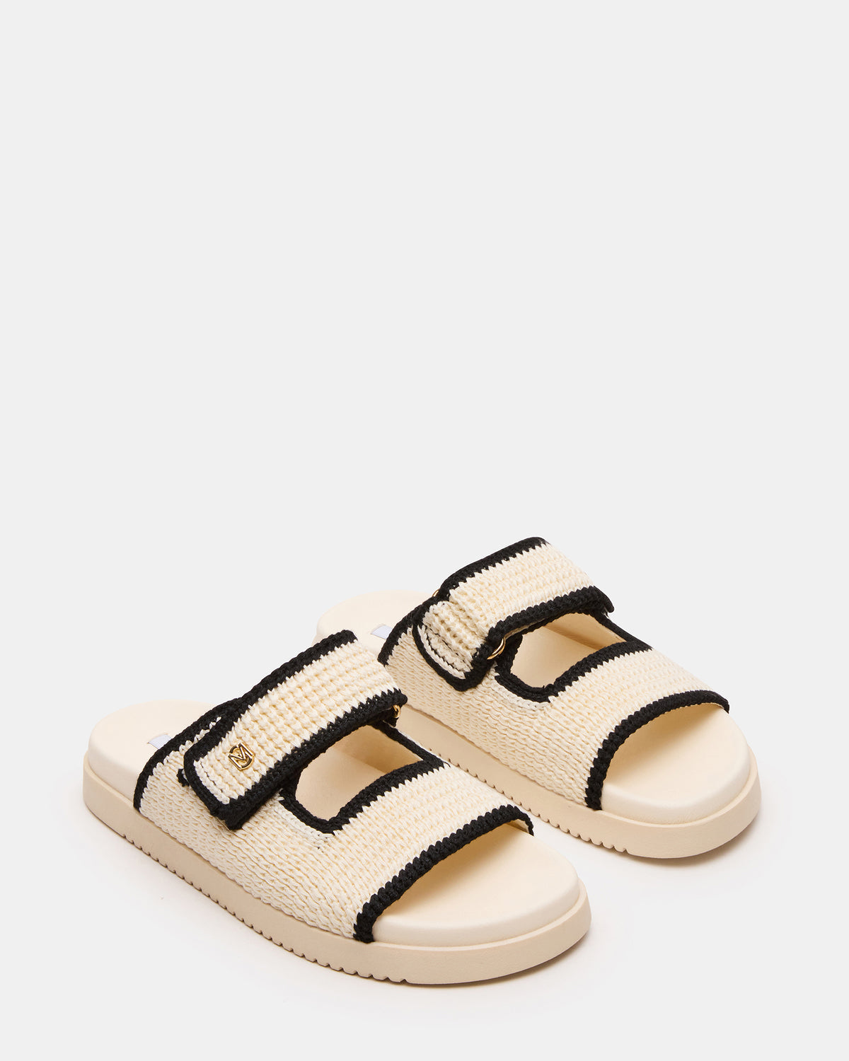MAYSIE Cream Multi Woven Flatform Footbed Slide Women's Sandal Steve Madden CREAM MULTI