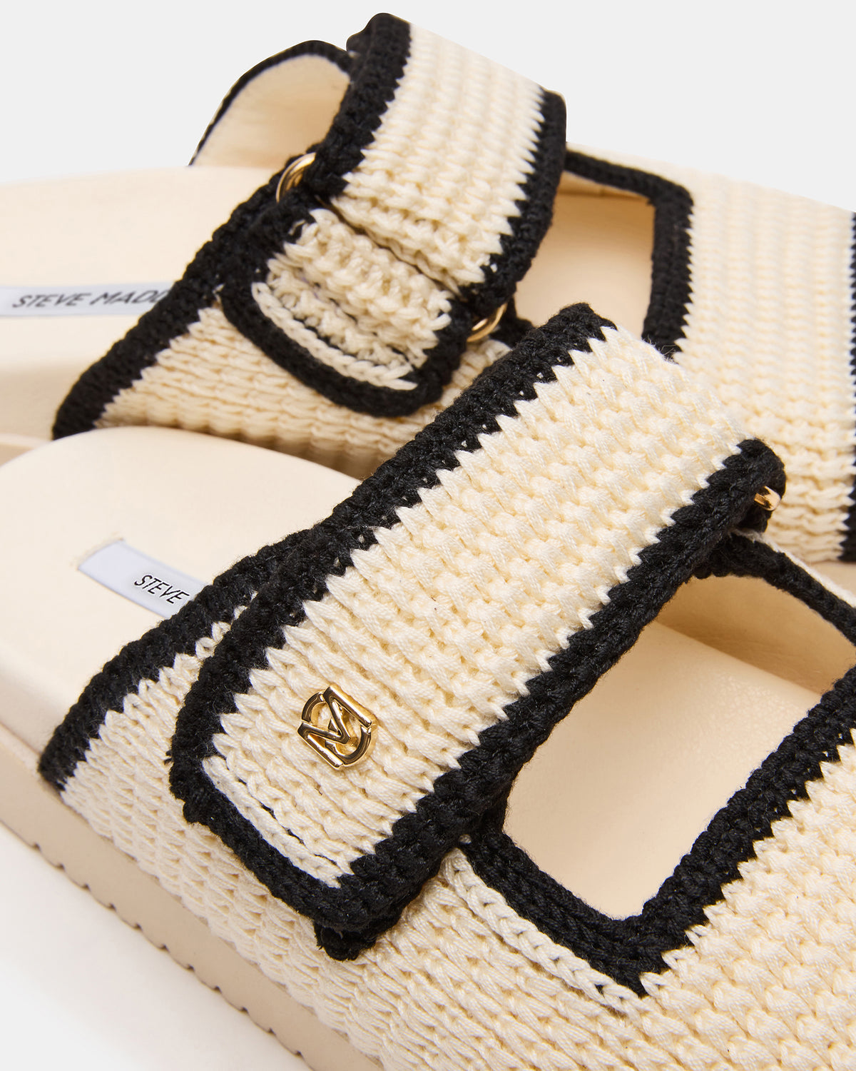 MAYSIE Cream Multi Woven Flatform Footbed Slide Women's Sandal Steve Madden CREAM MULTI