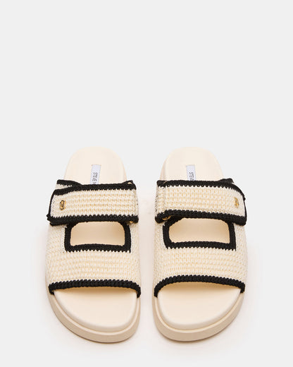 MAYSIE Cream Multi Woven Flatform Footbed Slide Women's Sandal Steve Madden CREAM MULTI