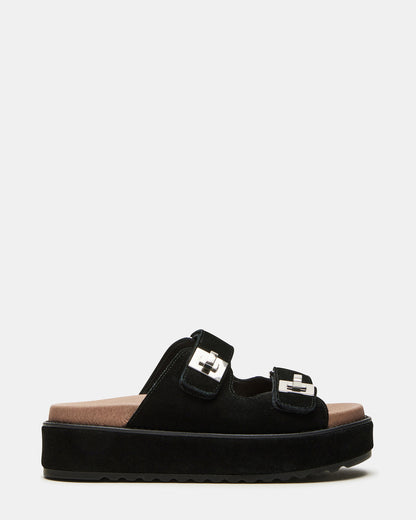 BIGSCHMONA Black/Black Suede Women's Platform Slide Sandal Steve Madden BLACK/BLACK SUEDE