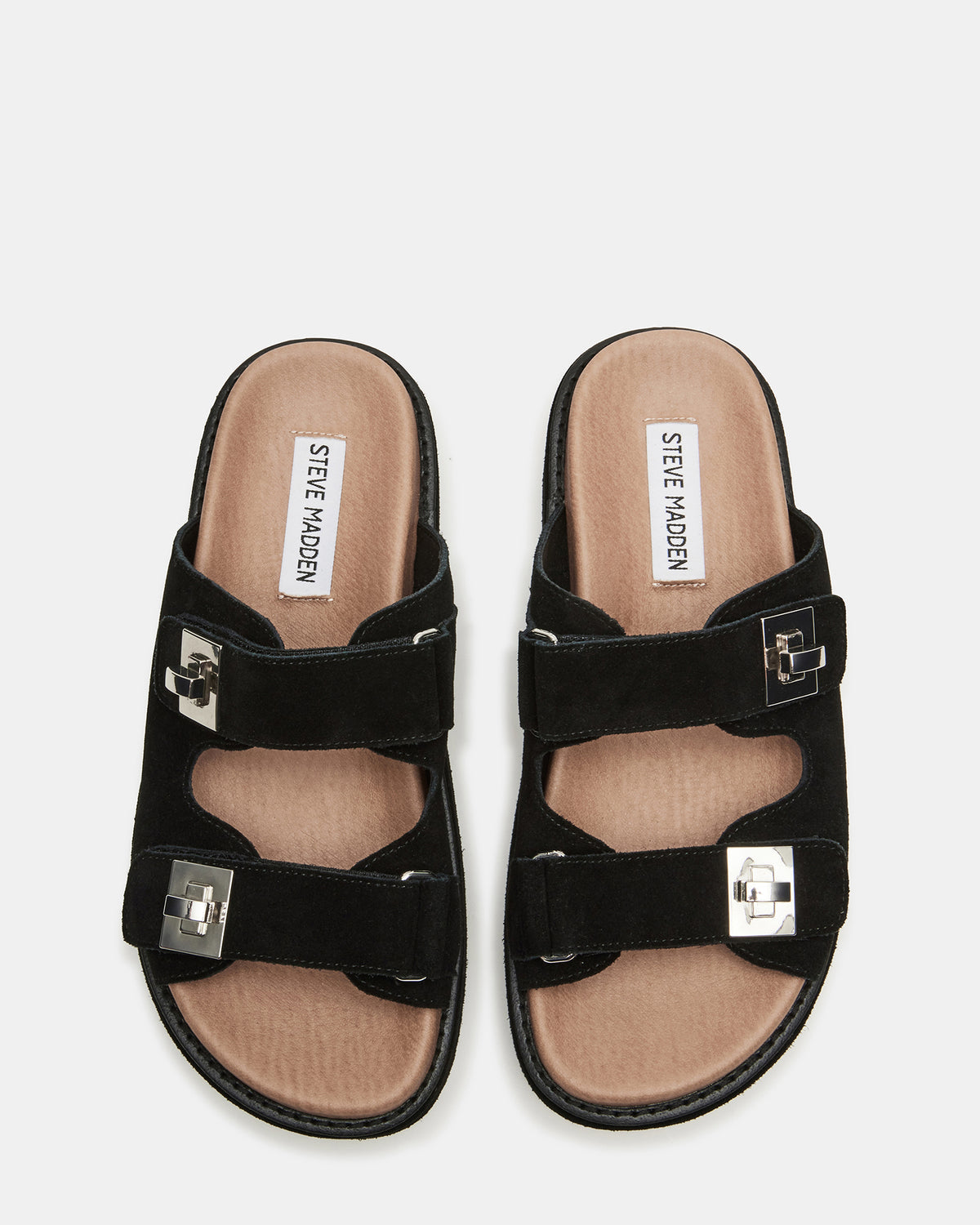 BIGSCHMONA Black/Black Suede Women's Platform Slide Sandal Steve Madden BLACK/BLACK SUEDE