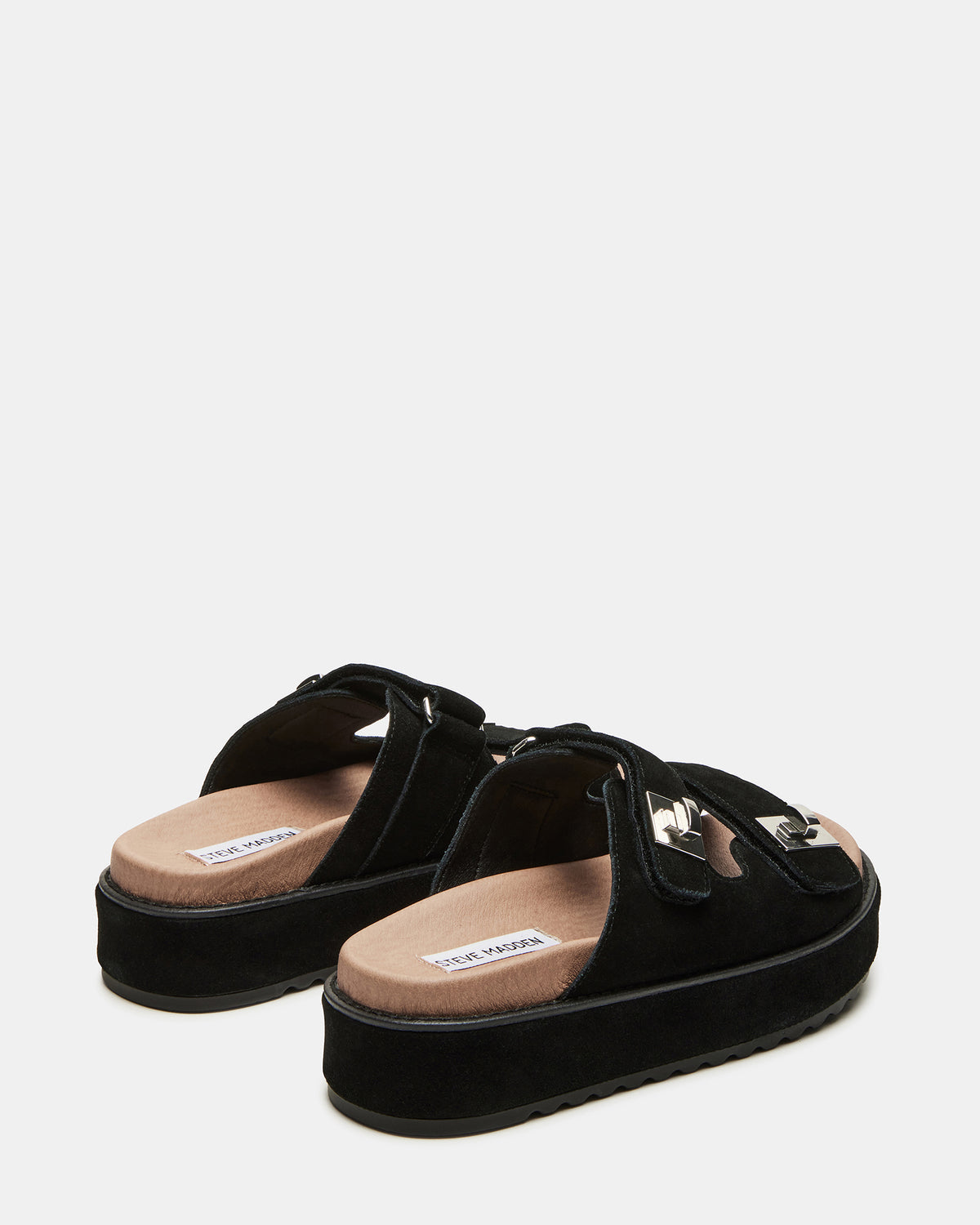 BIGSCHMONA Black/Black Suede Women's Platform Slide Sandal Steve Madden BLACK/BLACK SUEDE