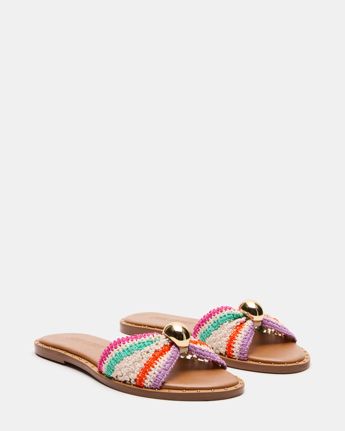 DIPSY Multi Raffia Slide Rounded Toe Women's Sandal Steve Madden MULTI