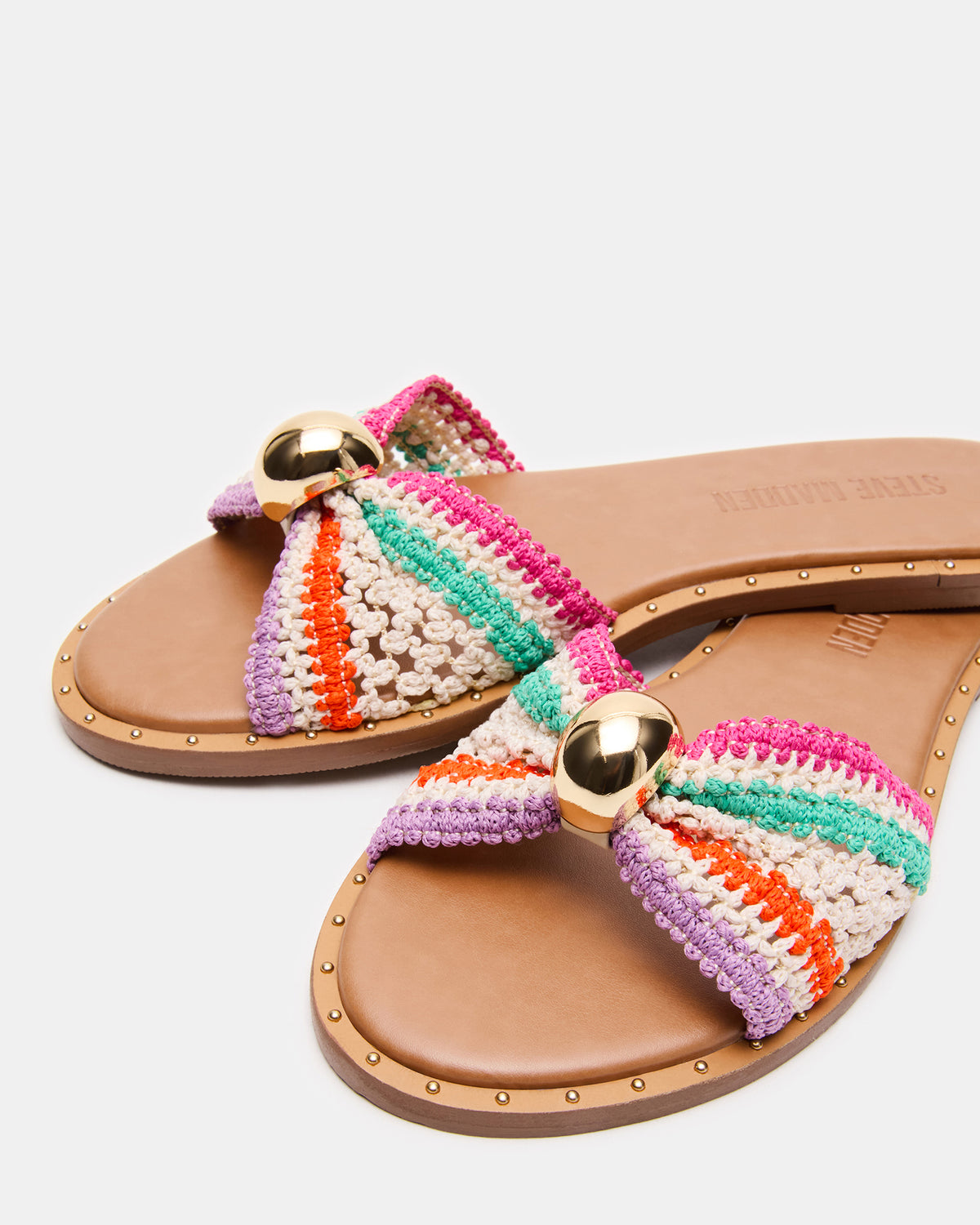 DIPSY Multi Raffia Slide Rounded Toe Women's Sandal Steve Madden MULTI