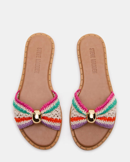 DIPSY Multi Raffia Slide Rounded Toe Women's Sandal Steve Madden MULTI