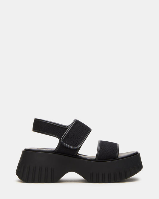 GROVER Black/Black Women's Square-Toe Platform Sandal Steve Madden BLACK BLACK