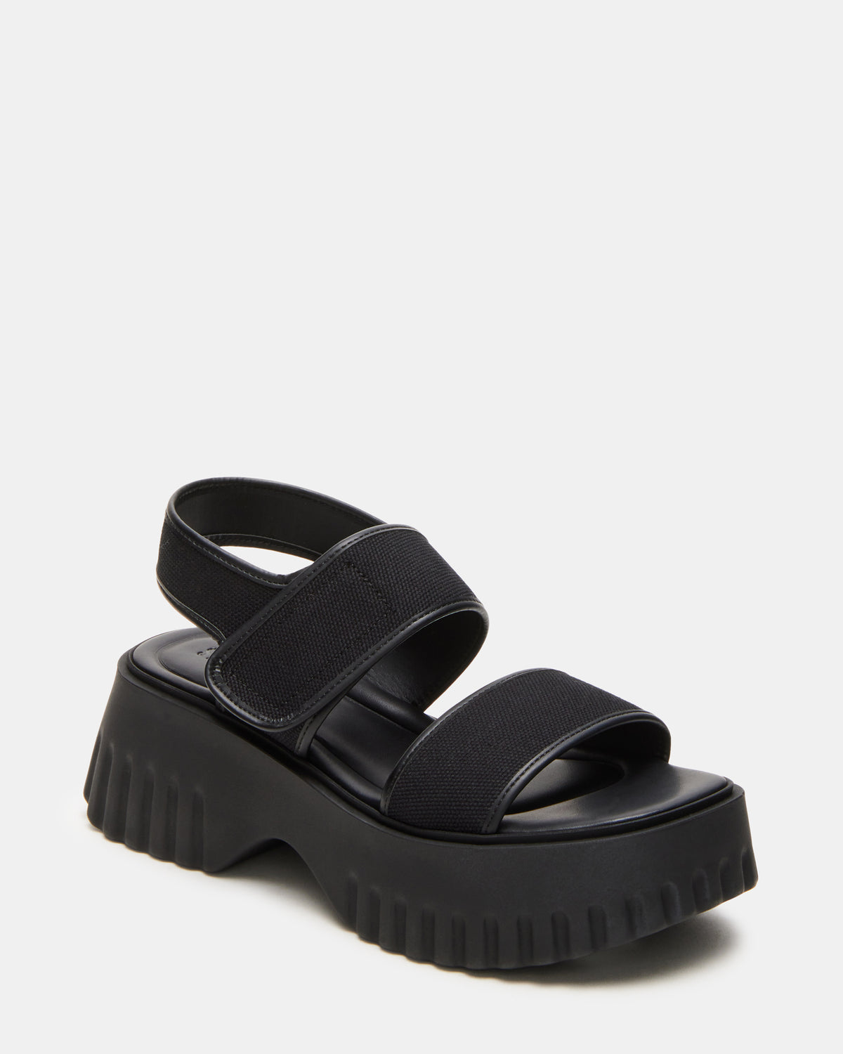 GROVER Black/Black Women's Square-Toe Platform Sandal Steve Madden BLACK BLACK