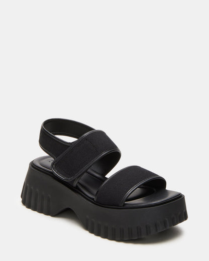GROVER Black/Black Women's Square-Toe Platform Sandal Steve Madden BLACK BLACK