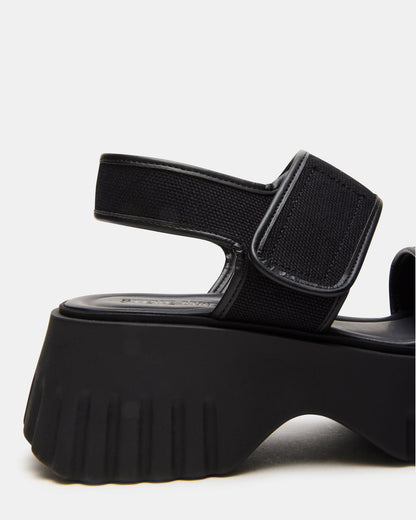 GROVER Black/Black Women's Square-Toe Platform Sandal Steve Madden BLACK BLACK