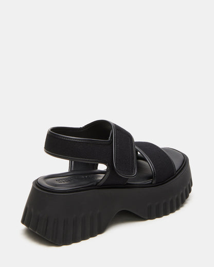 GROVER Black/Black Women's Square-Toe Platform Sandal Steve Madden BLACK BLACK