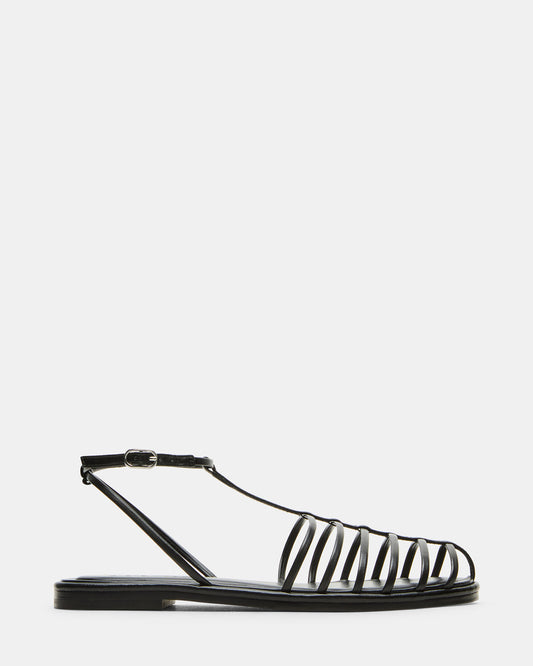 MARIN Black Flat Strappy Fisherman Women's Sandal