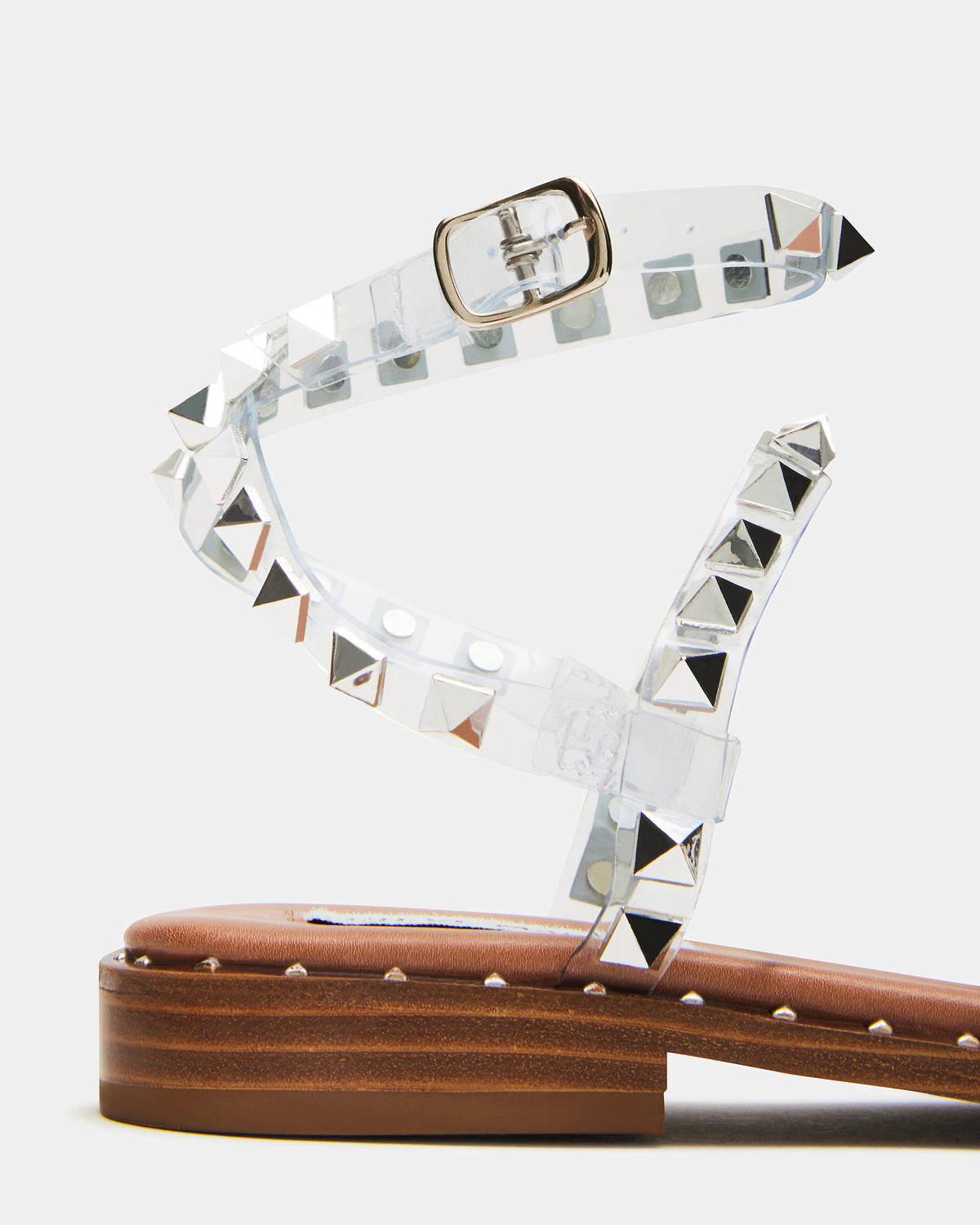TRAVEL Clear Women's Studded Strappy Sandal Steve Madden CLEAR