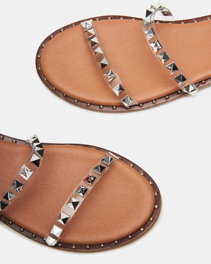 TRAVEL Clear Women's Studded Strappy Sandal Steve Madden CLEAR