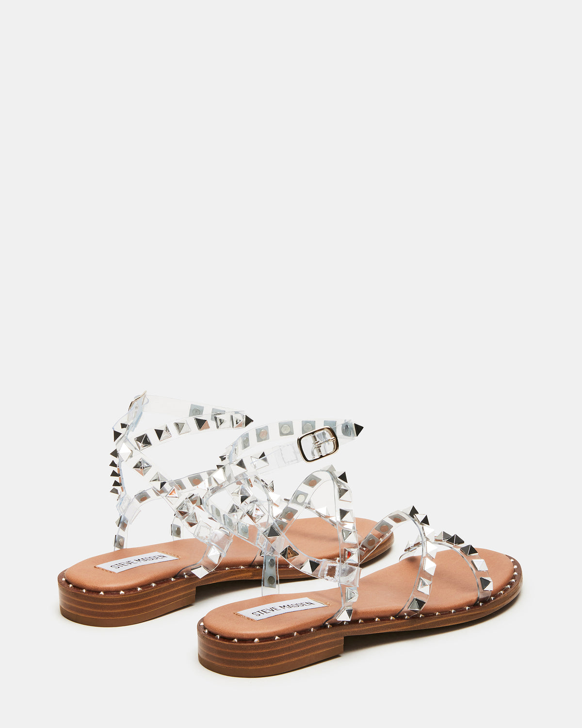 TRAVEL Clear Women's Studded Strappy Sandal Steve Madden CLEAR