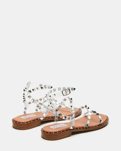 TRAVEL Clear Women's Studded Strappy Sandal Steve Madden CLEAR