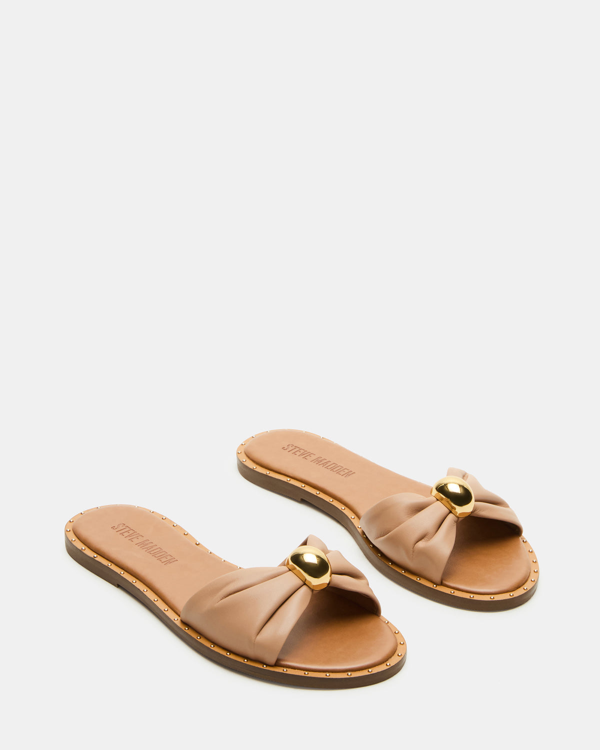 DIPSY Tan Leather Slide Rounded Toe Women's Sandal Steve Madden TAN LEATHER