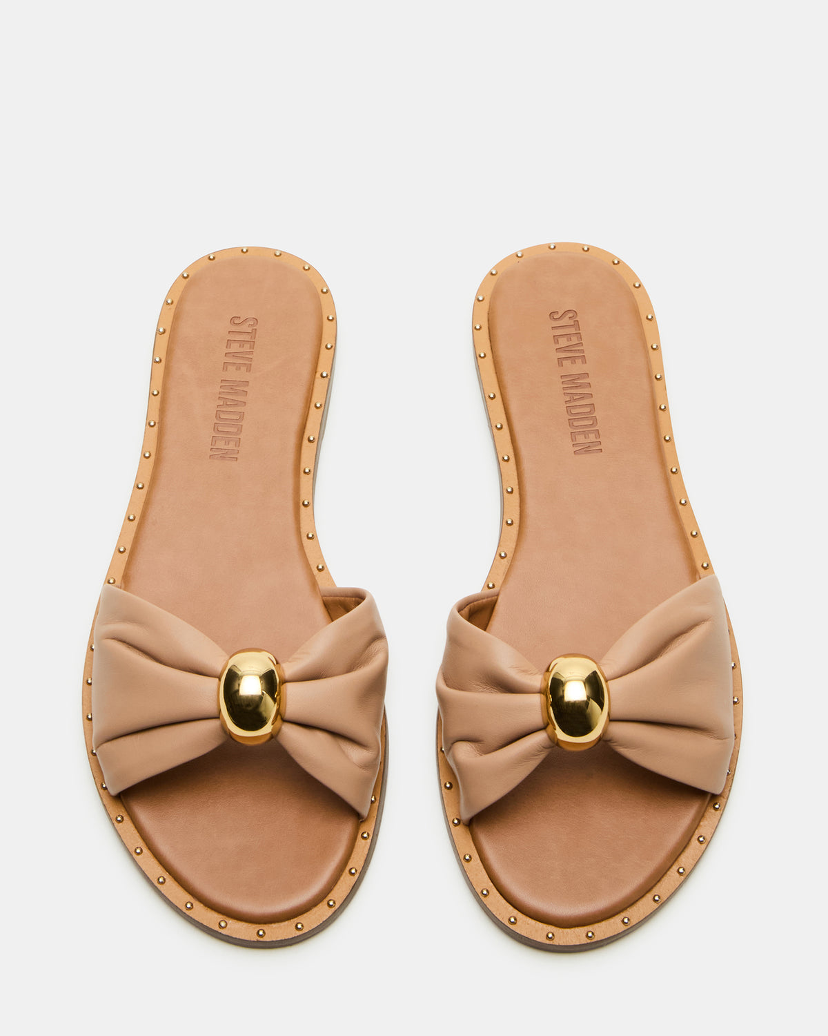 DIPSY Tan Leather Slide Rounded Toe Women's Sandal Steve Madden TAN LEATHER