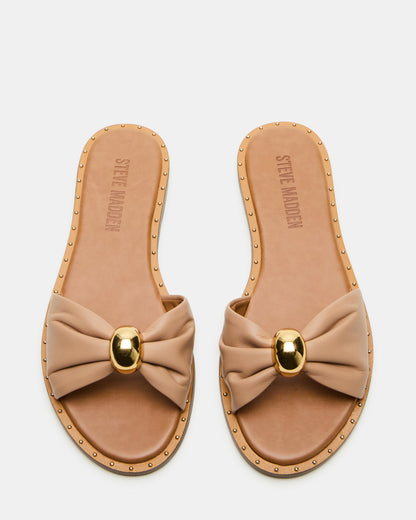 DIPSY Tan Leather Slide Rounded Toe Women's Sandal Steve Madden TAN LEATHER