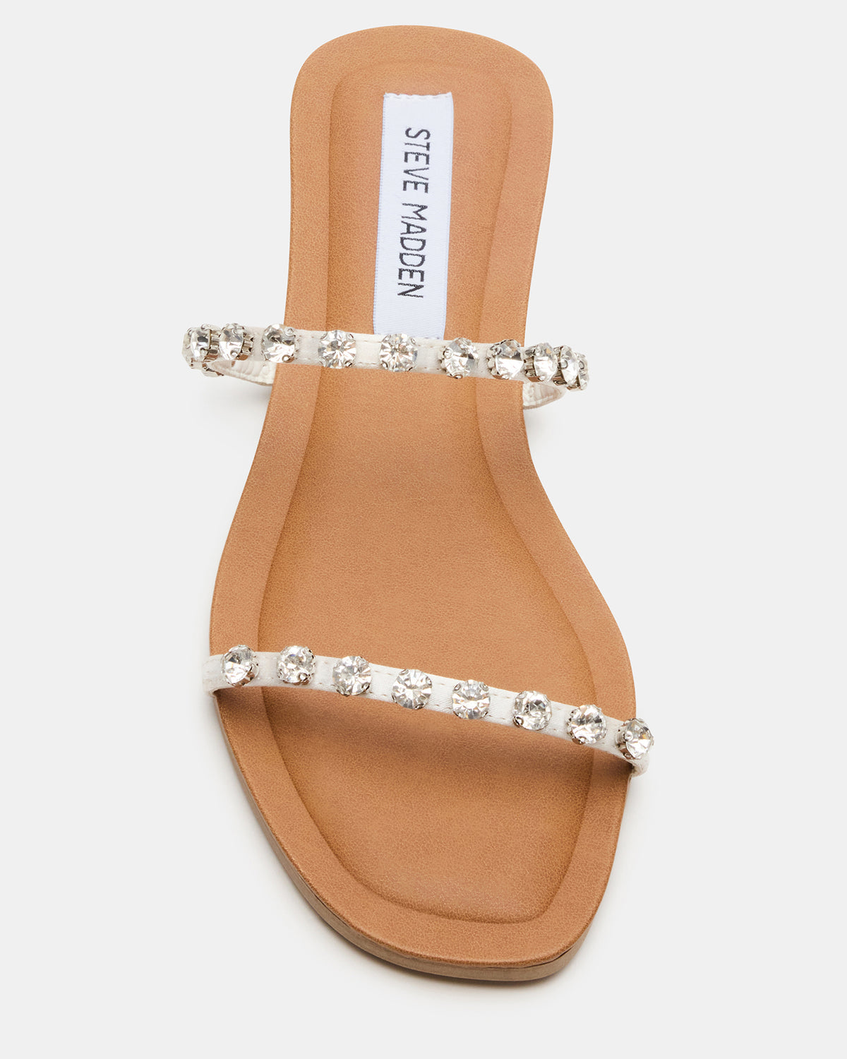RETREAT Rhinestones Women's Strappy Square-Toe Slide Sandal Steve Madden RHINESTONES