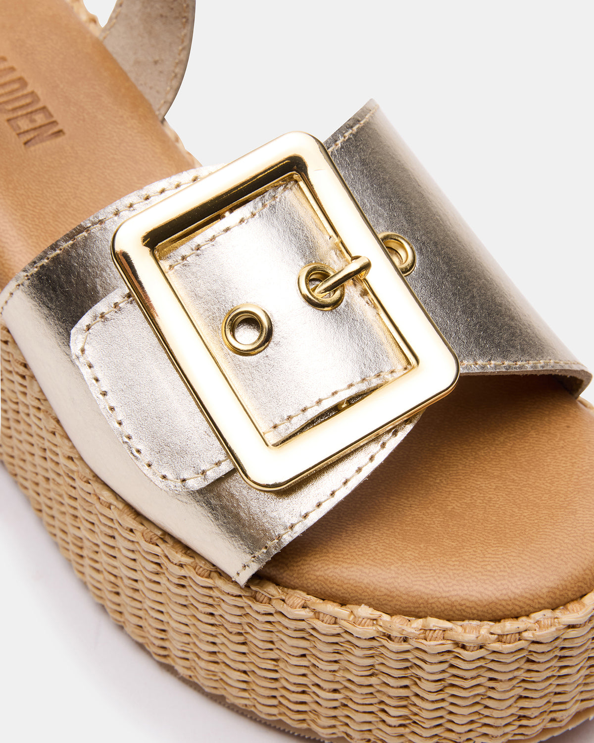 CIDER Gold Leather Platform Wedge Women's Sandal Steve Madden GOLD LEATHER