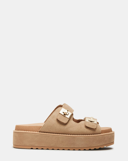 BIGSCHMONA Taupe Suede Women's Platform Slide Sandal Steve Madden TAUPE SUEDE