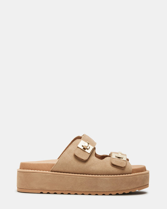 BIGSCHMONA Taupe Suede Women's Platform Slide Sandal Steve Madden TAUPE SUEDE