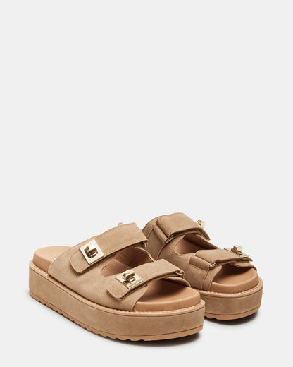 BIGSCHMONA Taupe Suede Women's Platform Slide Sandal Steve Madden TAUPE SUEDE