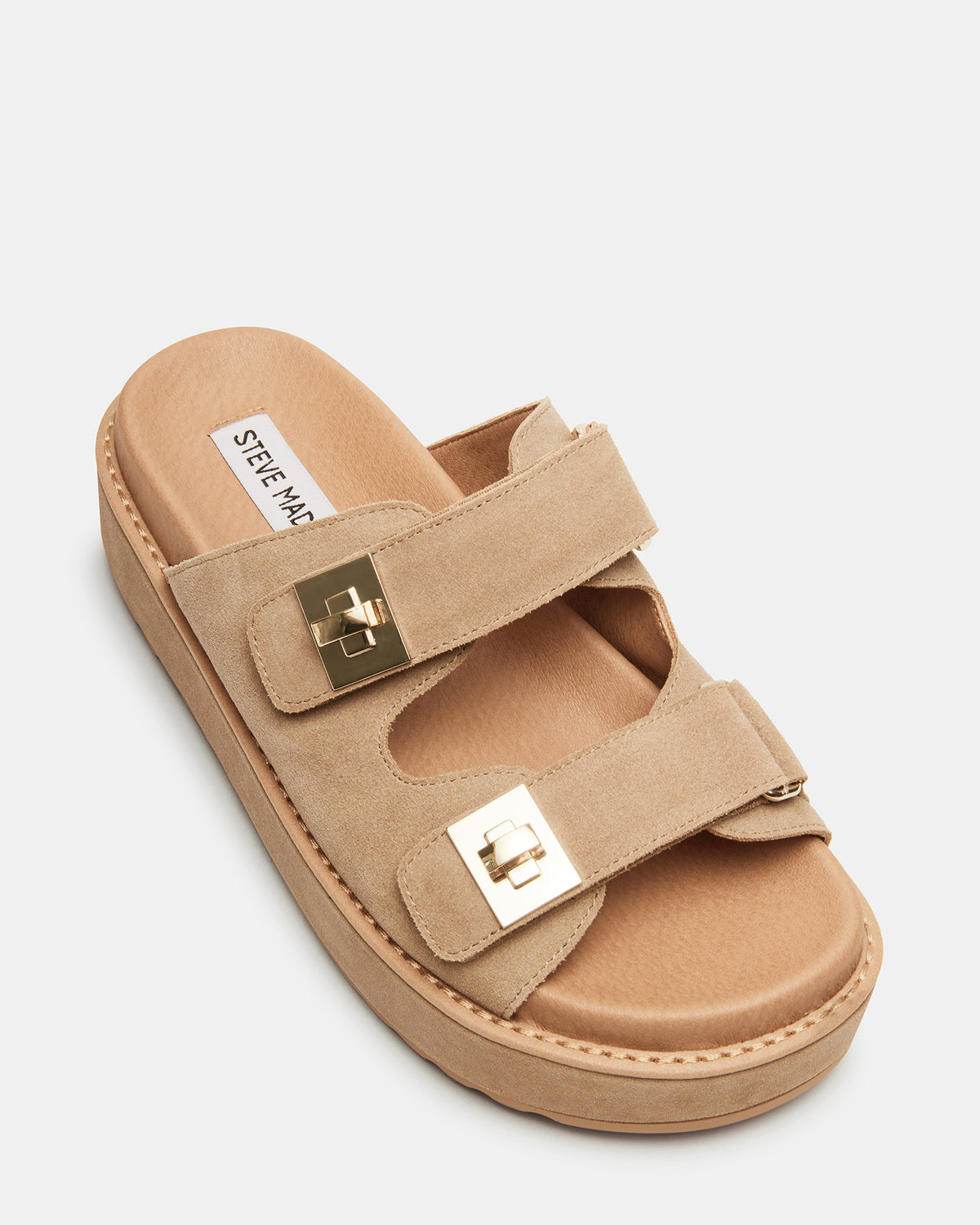 BIGSCHMONA Taupe Suede Women's Platform Slide Sandal Steve Madden TAUPE SUEDE