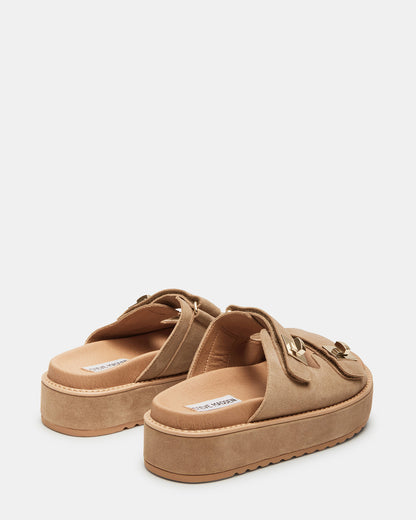 BIGSCHMONA Taupe Suede Women's Platform Slide Sandal Steve Madden TAUPE SUEDE