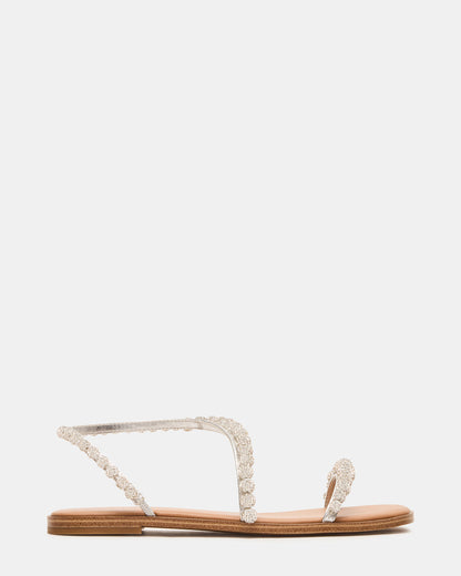 KINDRED Silver Multi Strappy Rhinestone Flat Women's Sandal Steve Madden SILVER MULTI