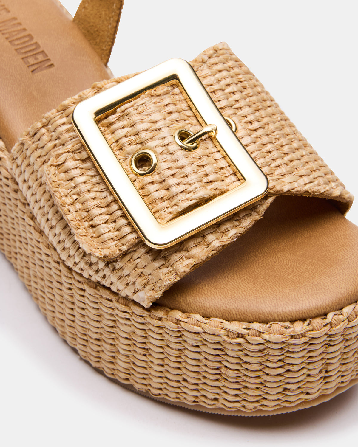CIDER Natural Raffia Platform Wedge Women's Sandal Steve Madden NAT RAFFIA