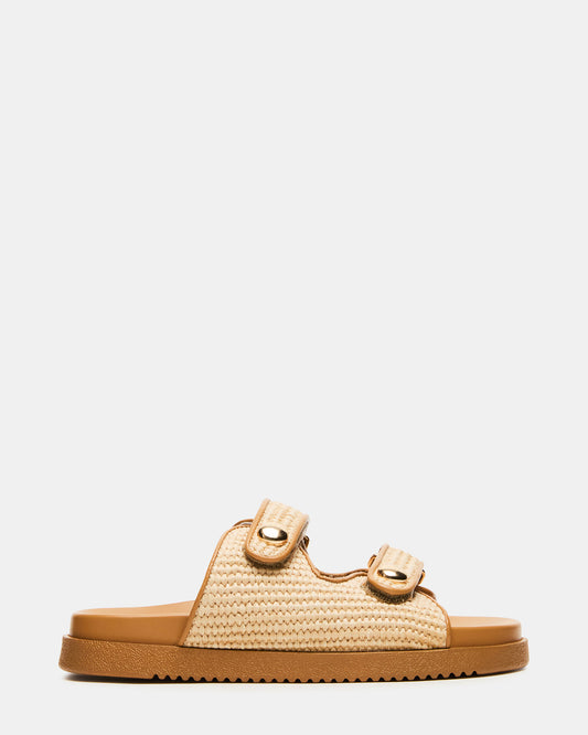 ATHENS Natural Raffia Slide Footbed Flatform Women's Sandal Steve Madden NATURAL RAFFIA