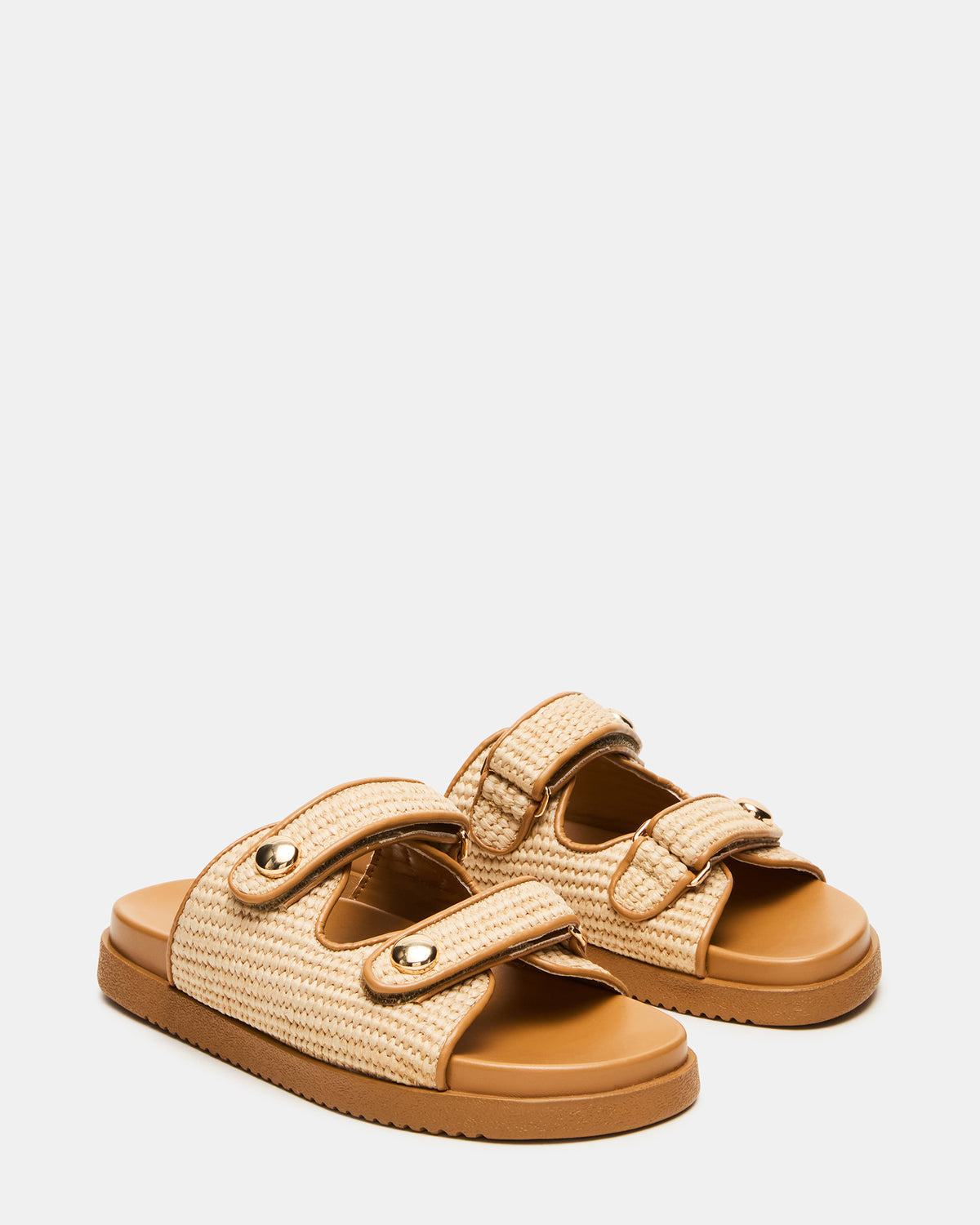 ATHENS Natural Raffia Slide Footbed Flatform Women's Sandal Steve Madden NATURAL RAFFIA