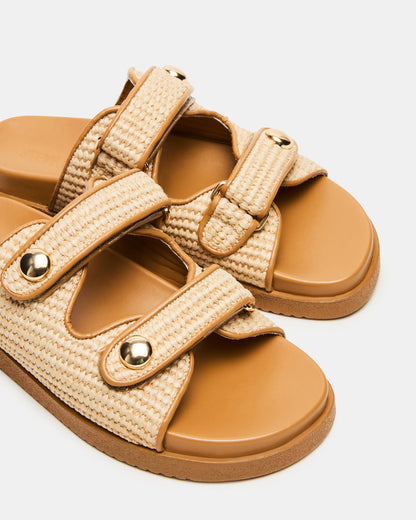 ATHENS Natural Raffia Slide Footbed Flatform Women's Sandal Steve Madden NATURAL RAFFIA